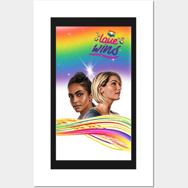 Thasmin pride month LGBTQ 13th Doctor and Yaz Wall Art by AlisiaArt